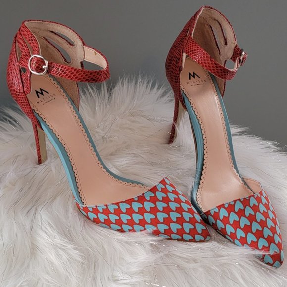 Shoes - Red and Blue Heart Print Shoes